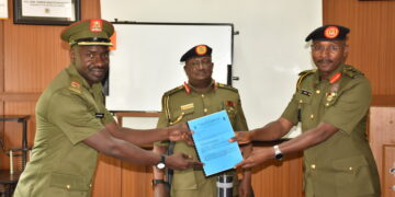 Col Deo Akiiki Hands Over Office of UPDF Deputy Spokesperson to Major Bilal Katamba