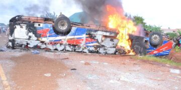 Scores suspected Dead after Passenger Bus en-route to Mbale overturns and catches Fire