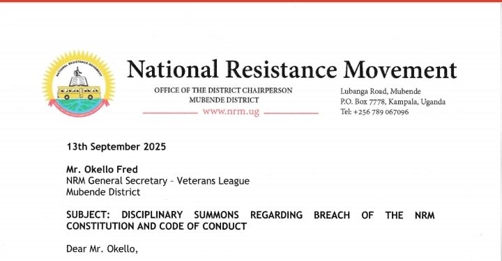 NRM boss faces Disciplinary Action after openly Campaigning for Opposition candidate